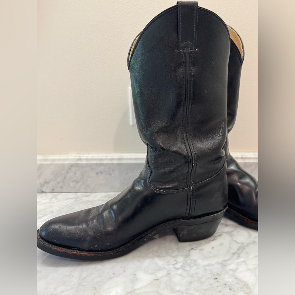 Justin Classic Western Cowboy Boots Shoes Black Leather - Picture 6 of 9